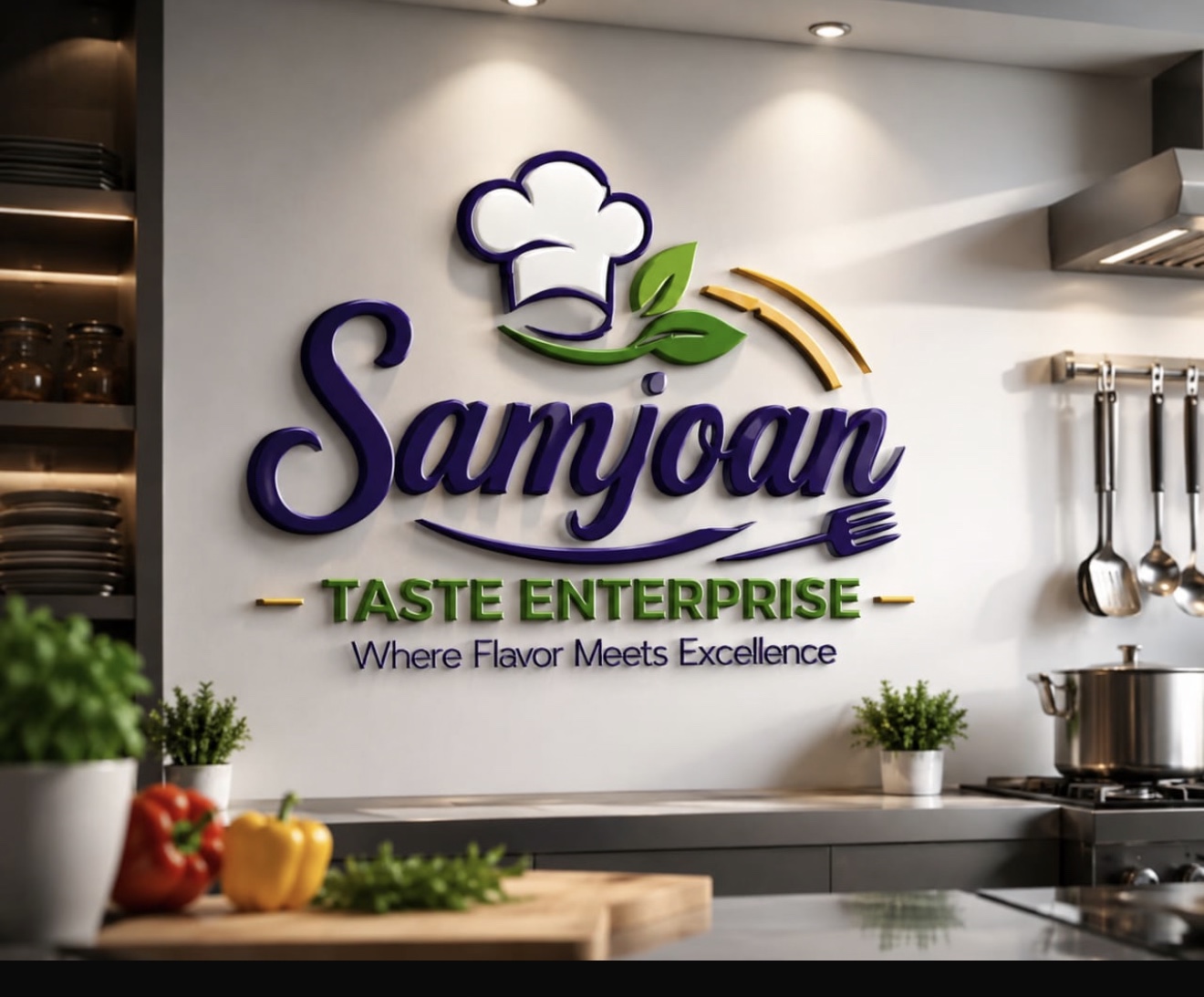 The official Samjoan Taste Enterprise brand in a kitchen setting